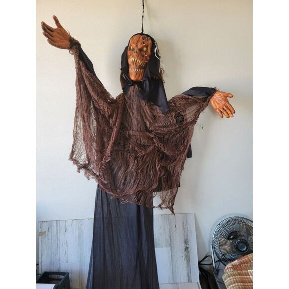 Orange hanging skeleton Halloween props scary long decor vintage - Picture 1 of 10